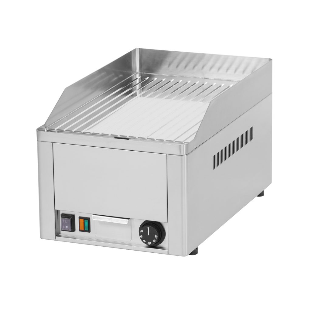 Krom elektrisk stegeplade 33 x 54 cm rillet - GC