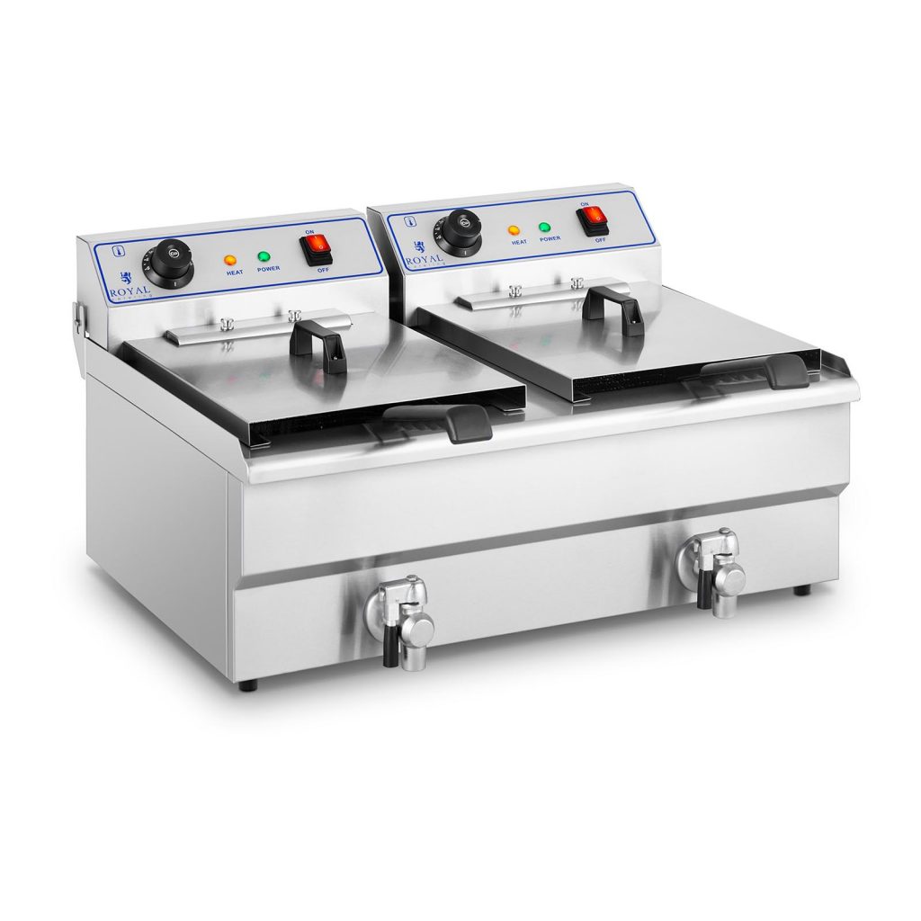 Frituregryde 2x 16 Liter – med Afløbshaner & Kuldezone - 12 kW - 400 V