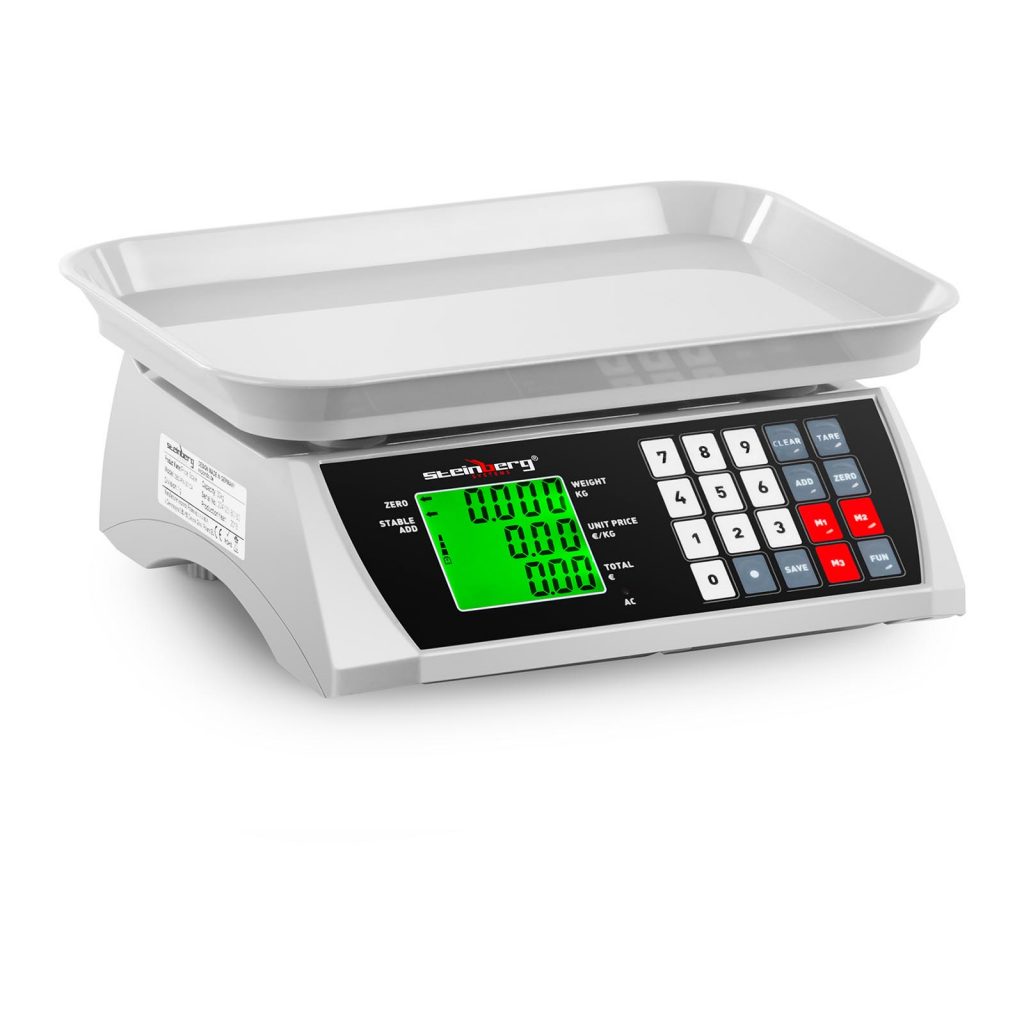 Butiksvægt - 30 kg / 1 g - 28,8 x 21,8 cm - LCD-display