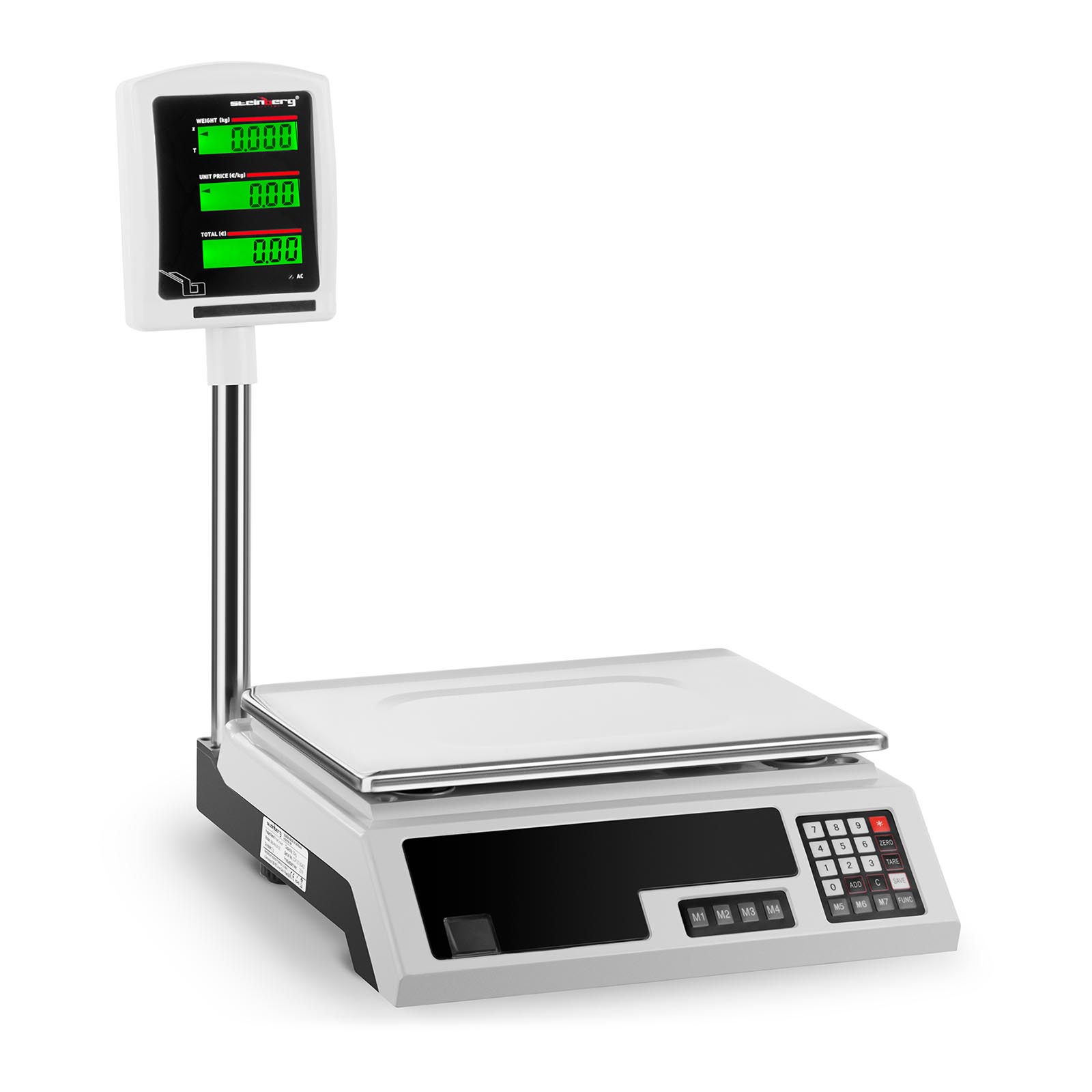 Butiksvægt - 30 kg / 1 g - 34 x 23 cm - 2 LCD-displays - Gastro Inventar Butiksvægt - 30 kg / 1 g - 34 x 23 cm - 2 LCD-displays