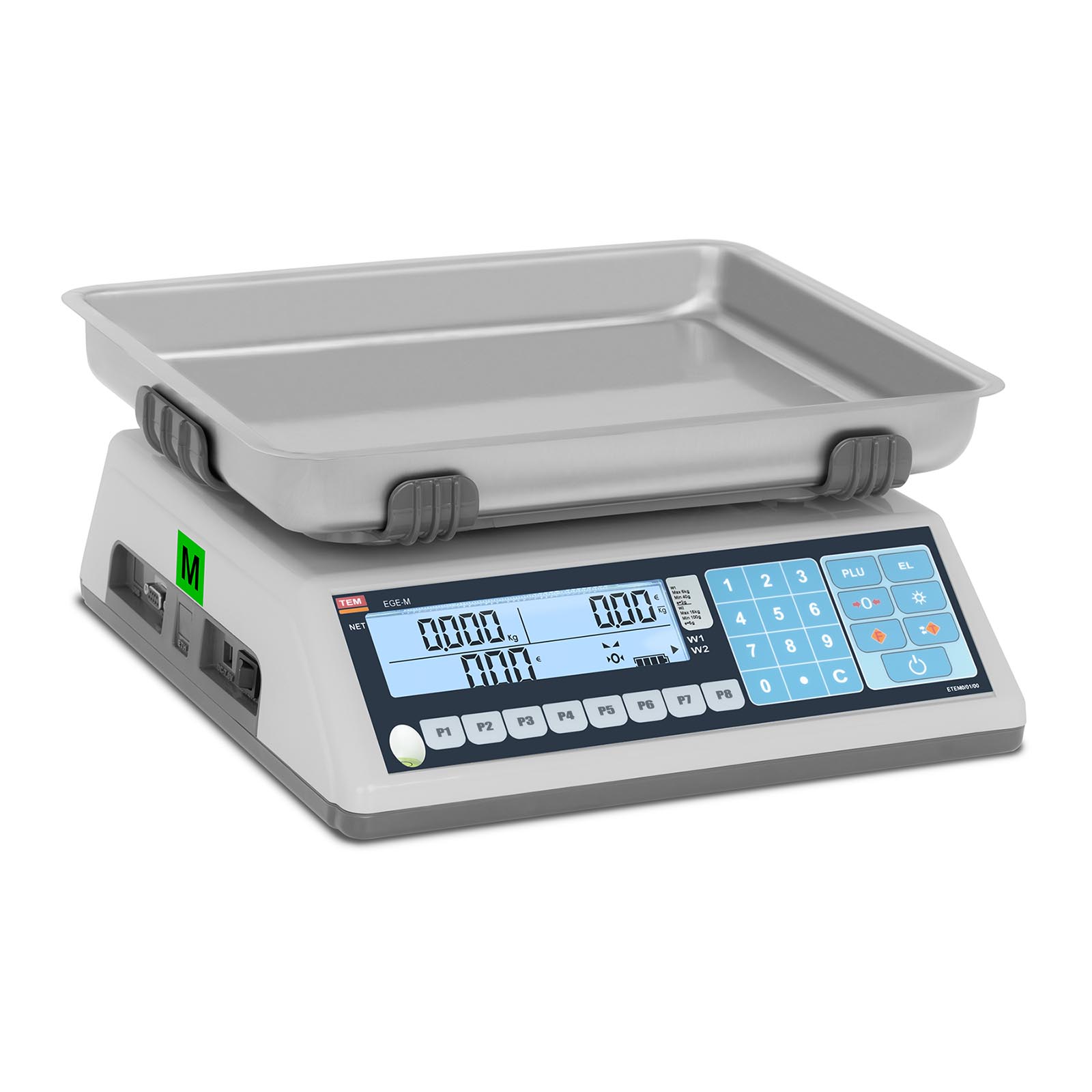 Butiksvægt - certificeret - 15 kg / 5 g - 2 LCD-displays - Gastro Inventar Butiksvægt - certificeret - 15 kg / 5 g - 2 LCD-displays