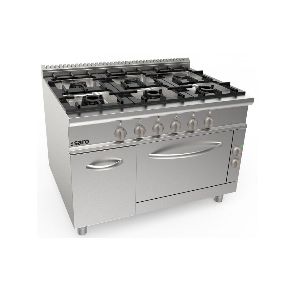 SARO Gaskomfur m. El-ovn LQ/CUG6NE – 6 Blus - B1200 x D900 x H850 mm - Gastro Inventar SARO Gaskomfur m. El-ovn LQ/CUG6NE – 6 Blus - B1200 x D900 x H850 mm