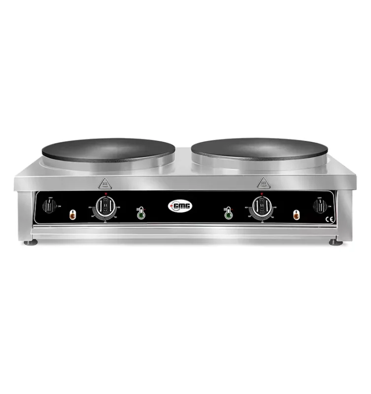 Dobbelt Crepe jern med Skuffer (CR-D 240) - 6000 W & 41 kg Stabilitet