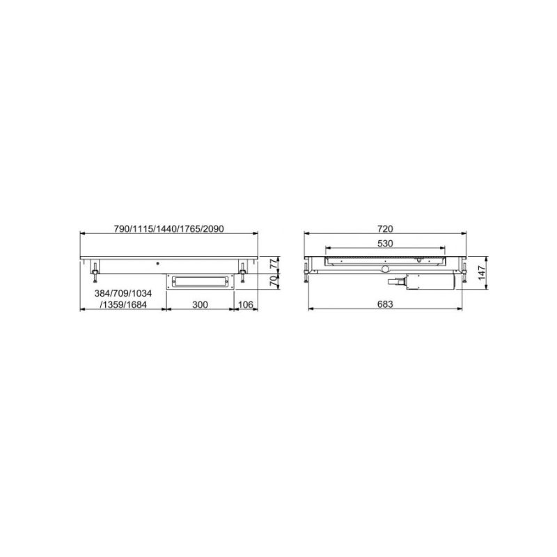 Varmeplade - 790x720x147 mm 230 V