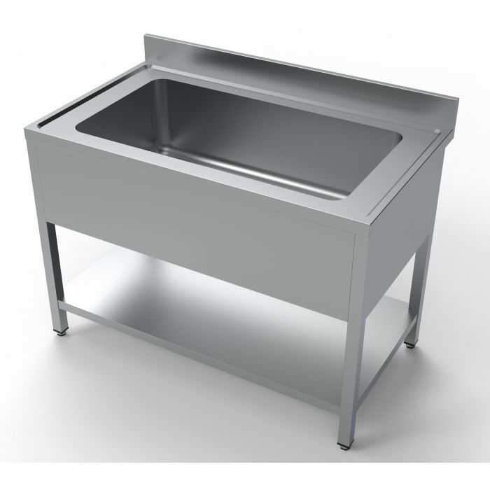 Stålbord med vask - til gryder og potter -1200 mm