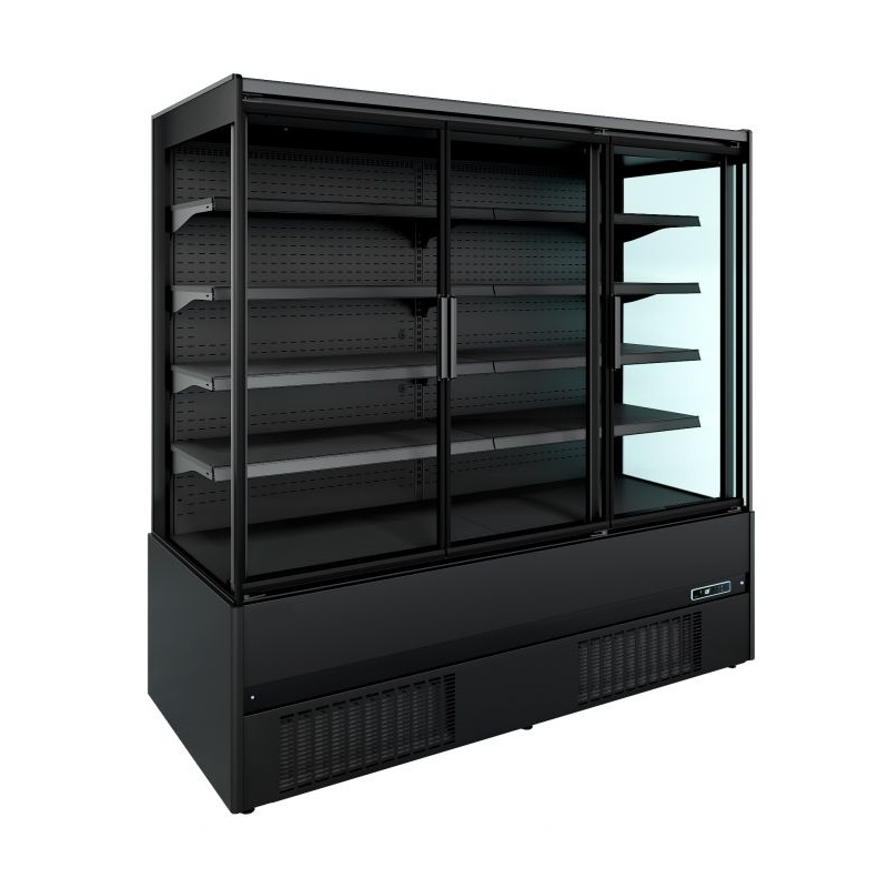 Vægmonteret display køleskab - sort 230 V