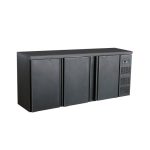 Sort Bar-Køler - 3 Døre & Rustfrit Interiør - 537L - B2002 x D513 x H860 mm - Gastro Inventar Sort Bar-Køler - 3 Døre & Rustfrit Interiør - 537L - B2002 x D513 x H860 mm