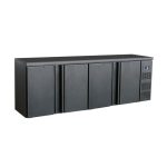 Enorm Sort Bar-Køler - 4 Døre & Rustfrit Interiør - 698L - B2542 x D513 x H860 mm