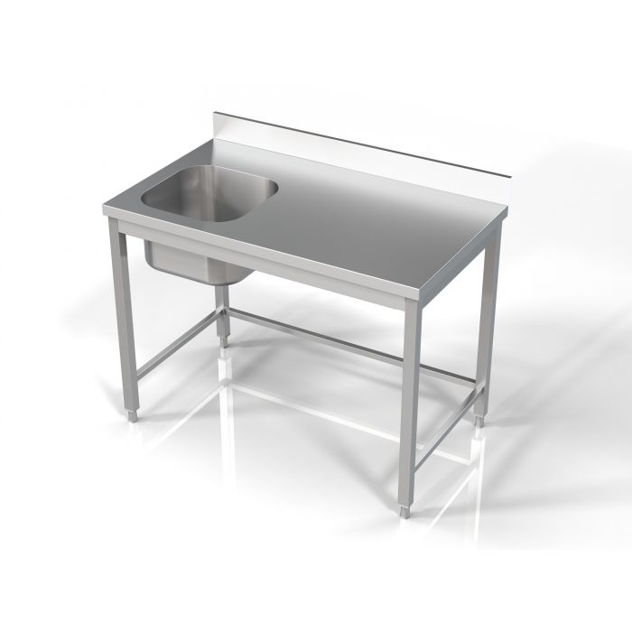 Professionel stålbord med vask - 120x70x85 cm