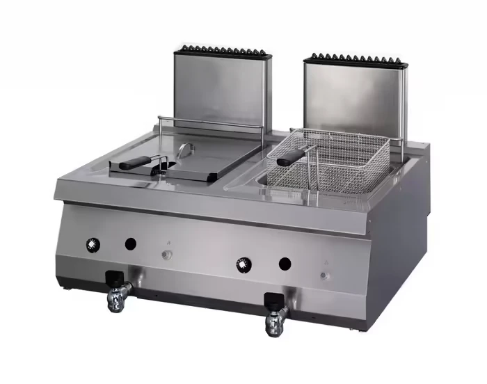 Heavy Duty Dobbelt Gasfriture 2x 12 Liter – 20 kW – Rustfrit Stål - B800 x D700 x H280 mm