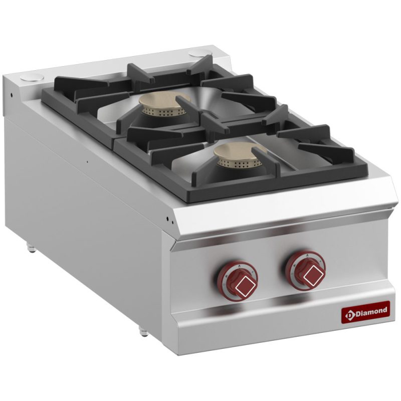 Gaskomfur 2 blus – Bordmodel – AISI 304 rustfrit stål - B400 x D700 x H250/320 mm