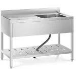 Køkkenvask i rustfrit stål - med underhylde - B 1200 x D 600 x H 950 mm