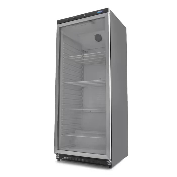 Displaykøleskab 600 L sort - med glasdør - 780 x 700 x 1900 mm