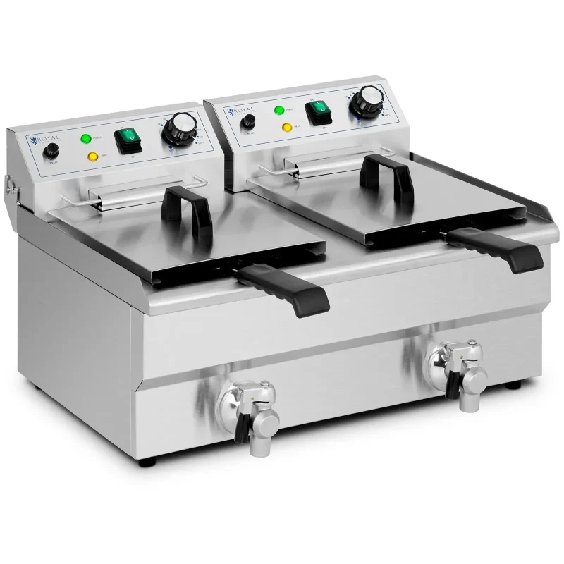 Dobbelt frituregryde - 2 x 9 l - 6000 W - afløbshane