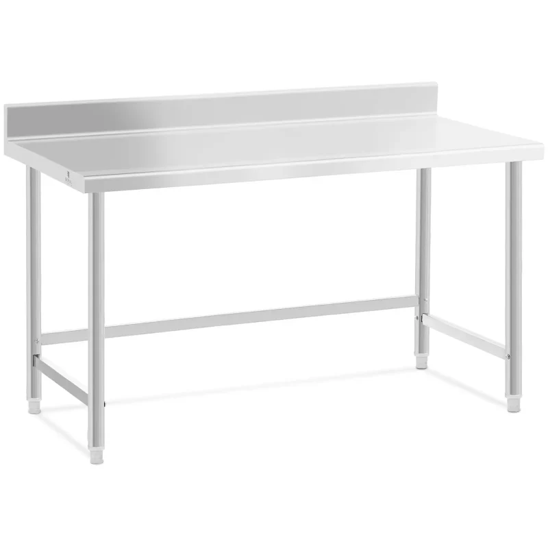 Stålbord - 150 x 70 cm - 93 kg - med bagkant
