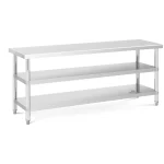Stålbord - 200 x 60 x 5 cm - 231 kg - 2 hylder