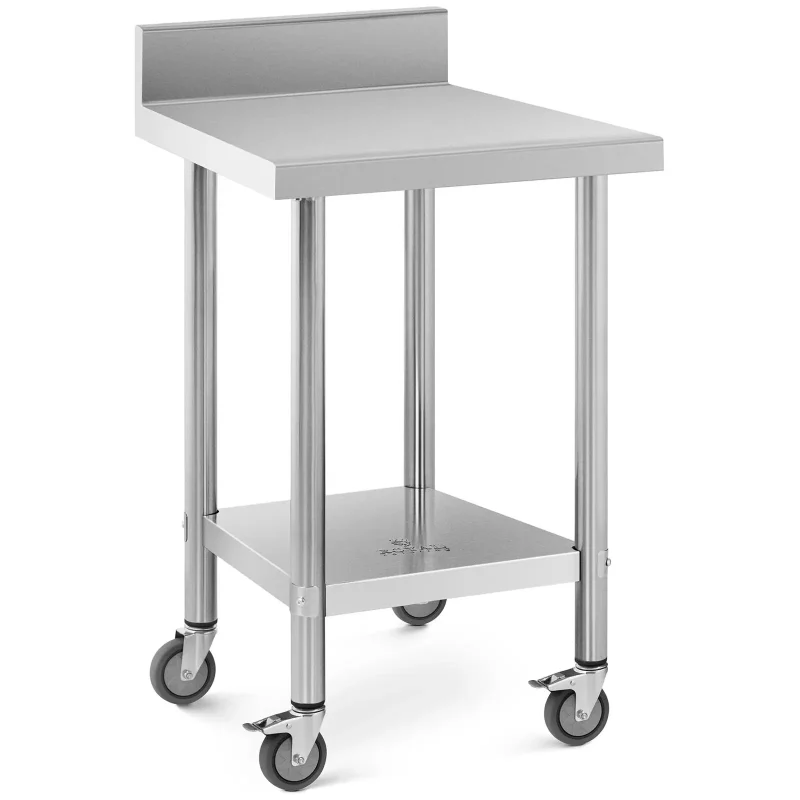 Stål-rullebord med bagkant - 60 x 60 cm - 120 kg