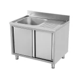 Vaskebord med skydelåger - vask til venstre - B 1400 x D 700 x H 850 mm