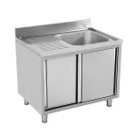 Vaskebord med skydelåger - vask til højre - B 1000 x D 700 x H 850 mm