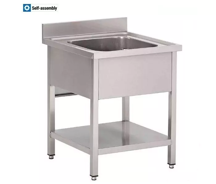 Stålbord med vask og underhylde
