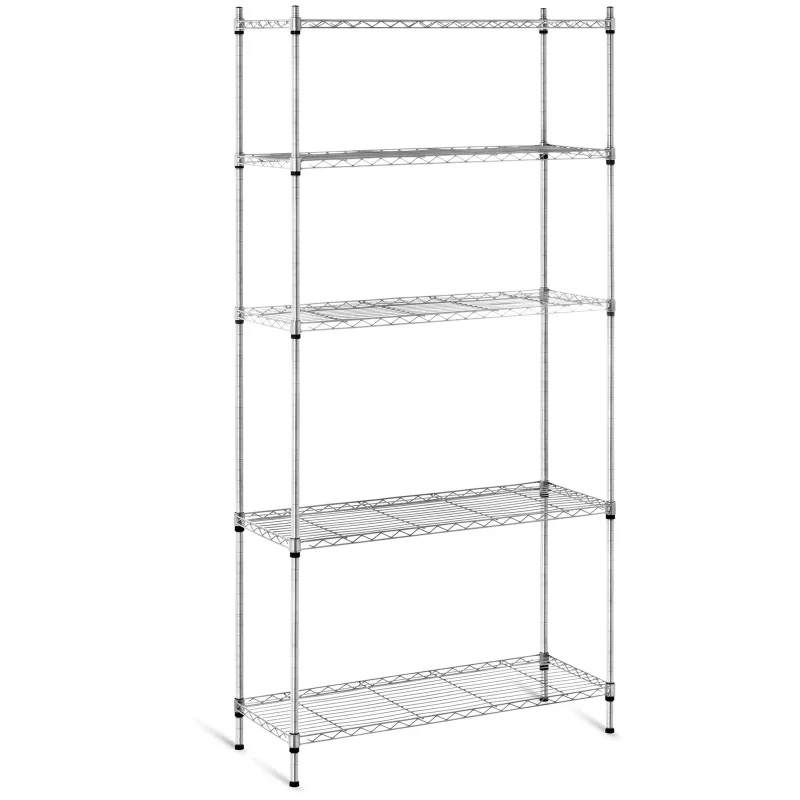 Robust Gitterreol i Stål (90 x 35 cm) - 5 Hylder - Værktøjsfri Samling