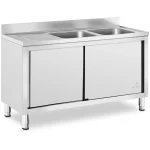 Dobbelt køkkenvask med skydelåger - B 1400 x D 700 x H 970 mm