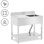 Stålvask med Drypbakke og Underhylde – 100 x 60 x 97 cm – Premium Rustfrit Stål - Gastro Inventar Stålvask med Drypbakke og Underhylde – 100 x 60 x 97 cm – Premium Rustfrit Stål