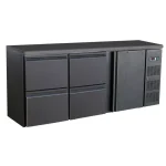Sort Bar-Køler med 4 Skuffer & 1 Dør - 537L Kapacitet - B2002 x D513 x H860 mm