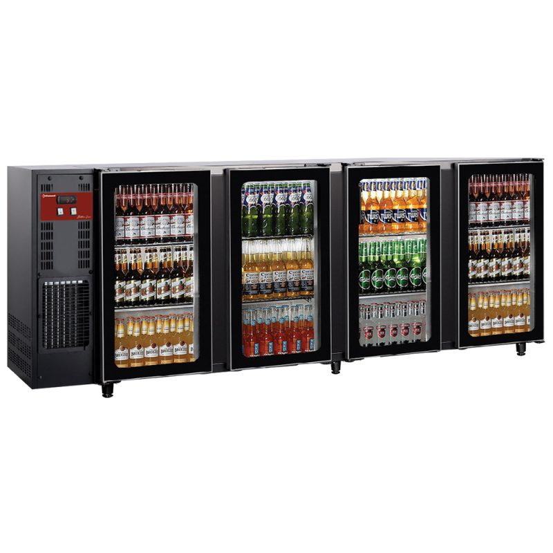 Sort 4-Dørs Bar-Køler (267cm) - 783L & "Pull-Out" Service