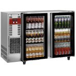 Diamond flaskekøleskab - med 2 glasdøre - rustfrit stål - 375 liter