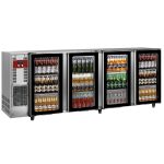 Rustfri Bar-Køler (267cm) med 4 Glasdøre - 783L & Udtrækkelig Kompressor