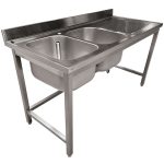 Stålbord dobbelt med vask - højre afløbsflade - 1600 x 700 x 900 mm - Gastro Inventar Stålbord dobbelt med vask - højre afløbsflade - 1600 x 700 x 900 mm