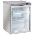 Ventileret køleskab med glasdør 200 L - Rustfrit stål - Energiklasse A - B 600 x D 625 x H 853 mm