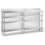 Barbord i Rustfrit Stål – 200 x 30 cm – 4 Hylder & Bagplade