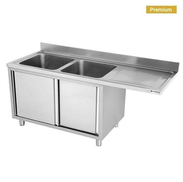 Industri Vaskebord til Opvaskemaskine – 180x70 cm – 2 Vaske til Venstre