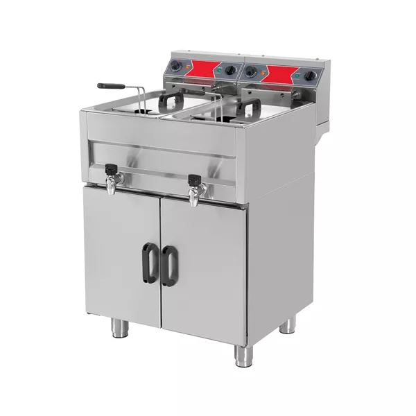 Industri Dobbelt Frituregryde – 2 x 10 Liter – 18 kW (400 V) – Industrimodel med Underskab
