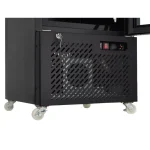7455-1930-5-1-6a10265e833e8 - Gastro Inventar Black mobile cabinet with a perforated vent panel and a lock, on caster wheels.