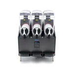 Triple-group commercial espresso machine with three portafilters and digital keypad for cafe use