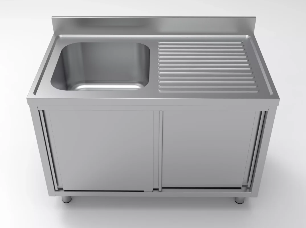 Vaskebord med skydelåger - Vask til venstre - B 1600 x D 700 x H 850 mm